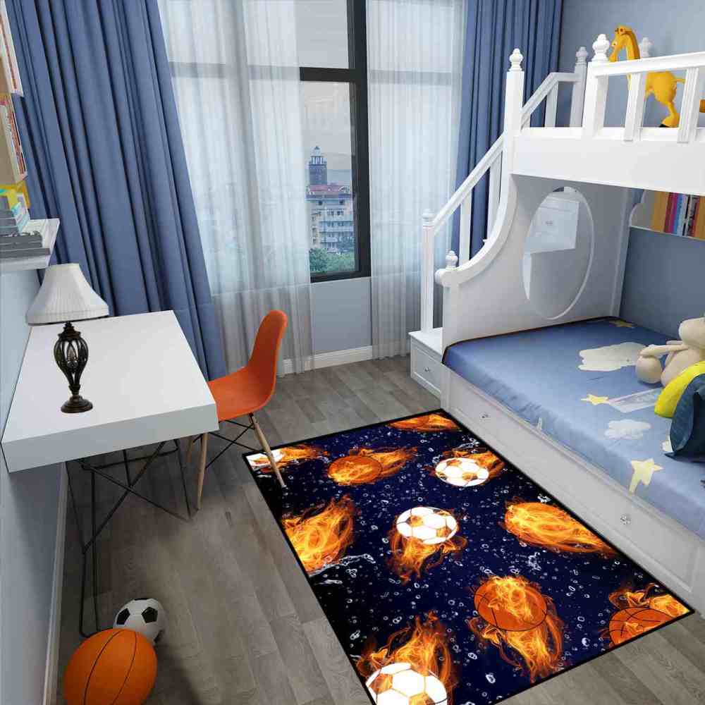 Fire & Ice Sports Ball Galactic Rug | Upgrade Non-Slip | CozyLil