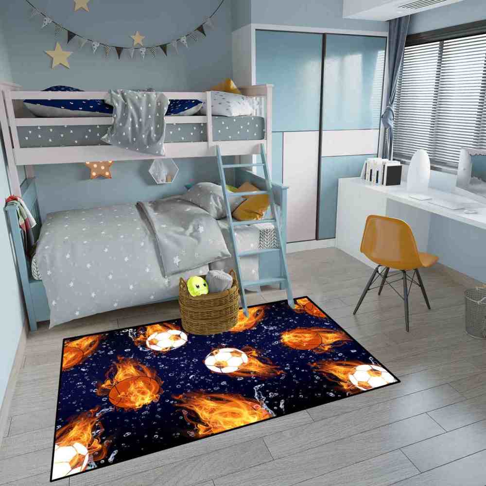Fire & Ice Sports Ball Galactic Rug | Upgrade Non-Slip | CozyLil