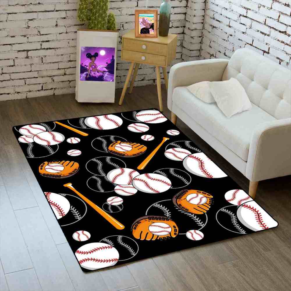 Baseball Pattern Area Rug for Boys Bedroom | Upgrade Ultra Non-Slip | CozyLil