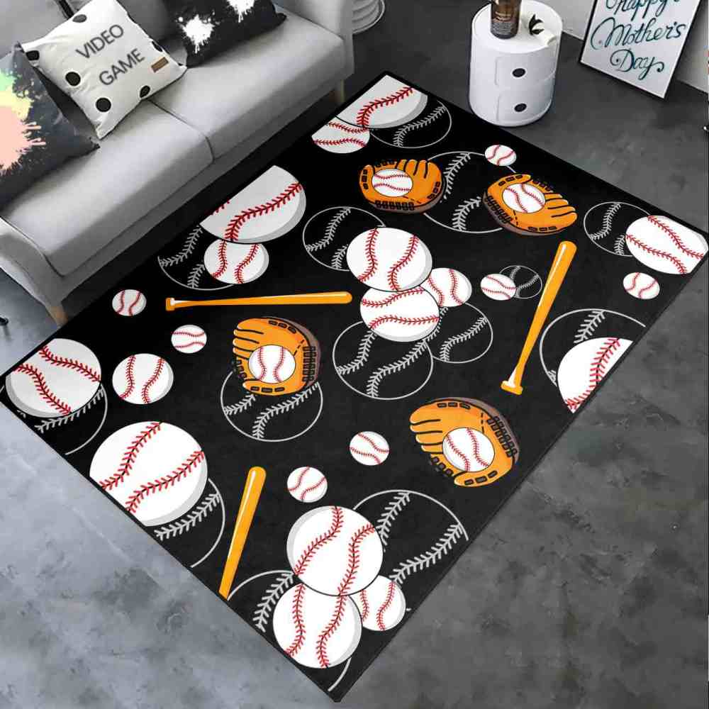 Baseball Pattern Area Rug for Boys Bedroom | Upgrade Ultra Non-Slip | CozyLil