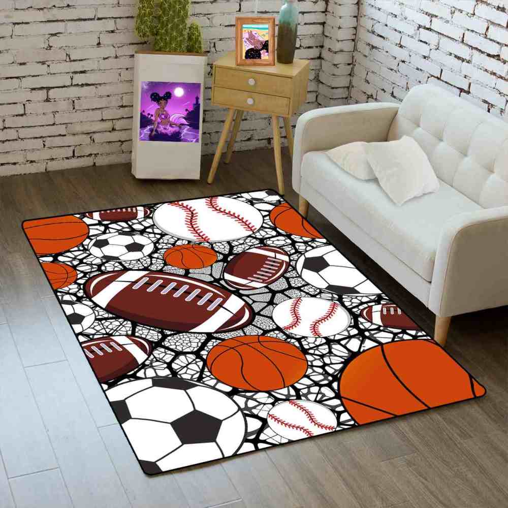 Multi-Sport Collage Kids Playroom Rug | Upgrade Ultra Non-Slip | CozyLil