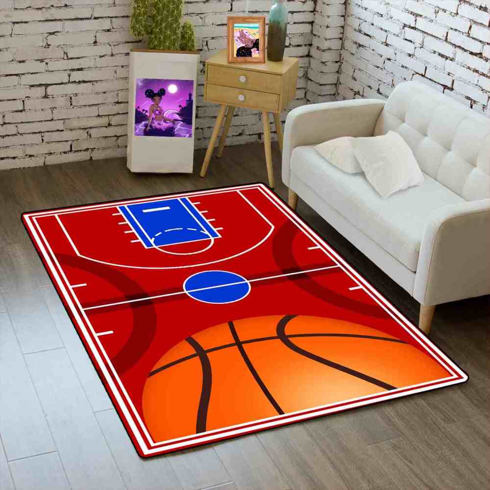Red Basketball Court Arena Kids Play Mat Ultra Non-Slip | CozyLil