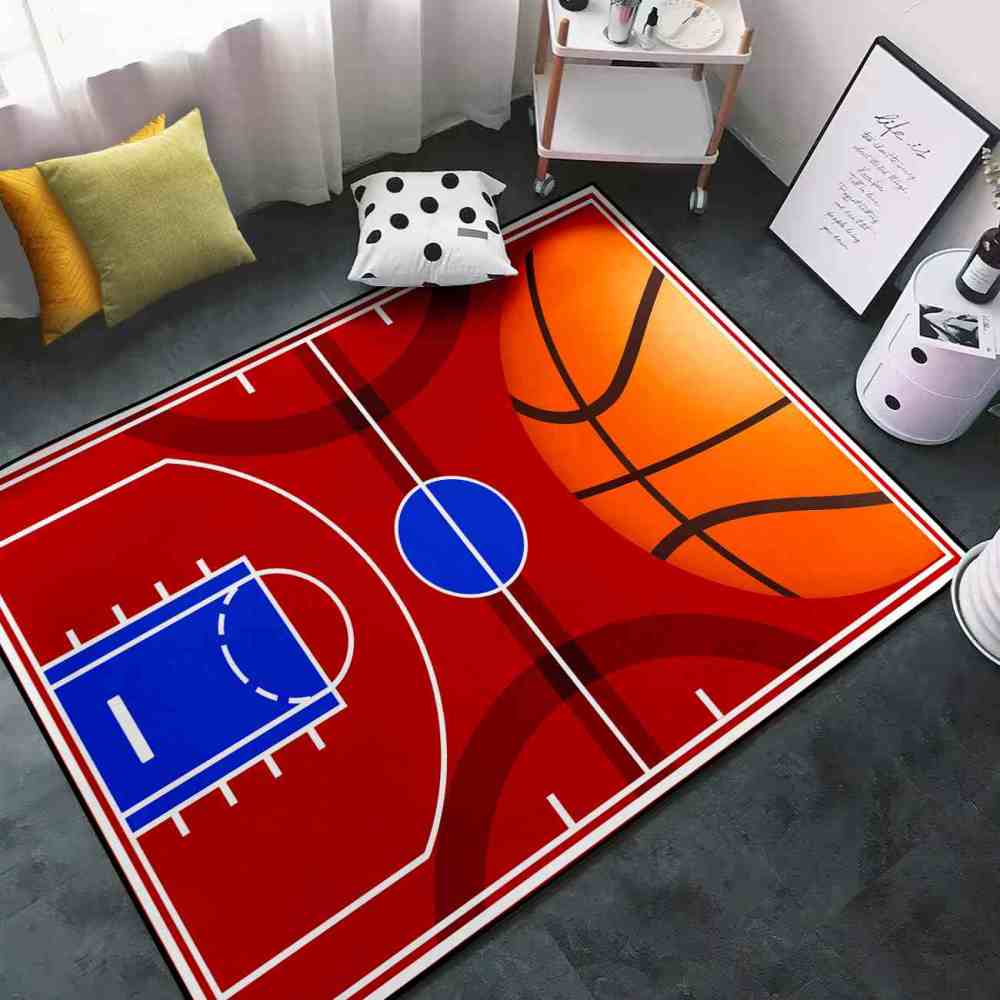 Red Basketball Court Arena Kids Play Mat Ultra Non-Slip | CozyLil