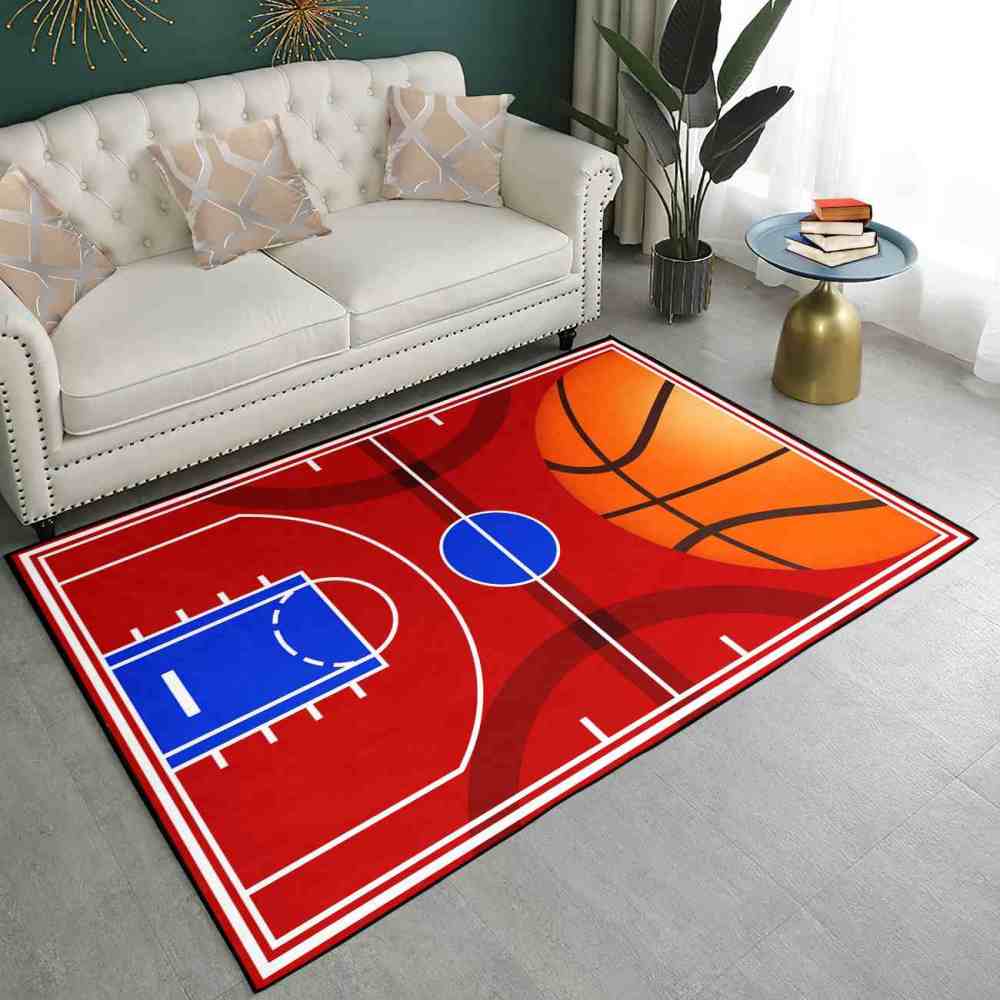 Red Basketball Court Arena Kids Play Mat Ultra Non-Slip | CozyLil