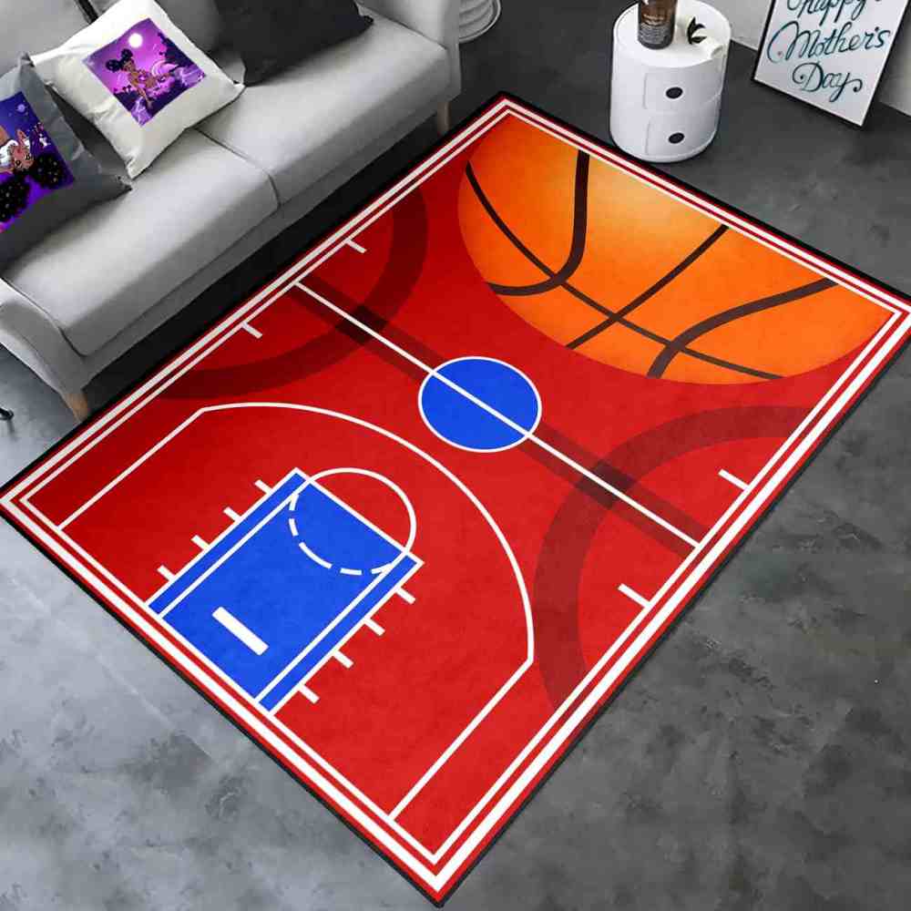 Red Basketball Court Arena Kids Play Mat Ultra Non-Slip | CozyLil