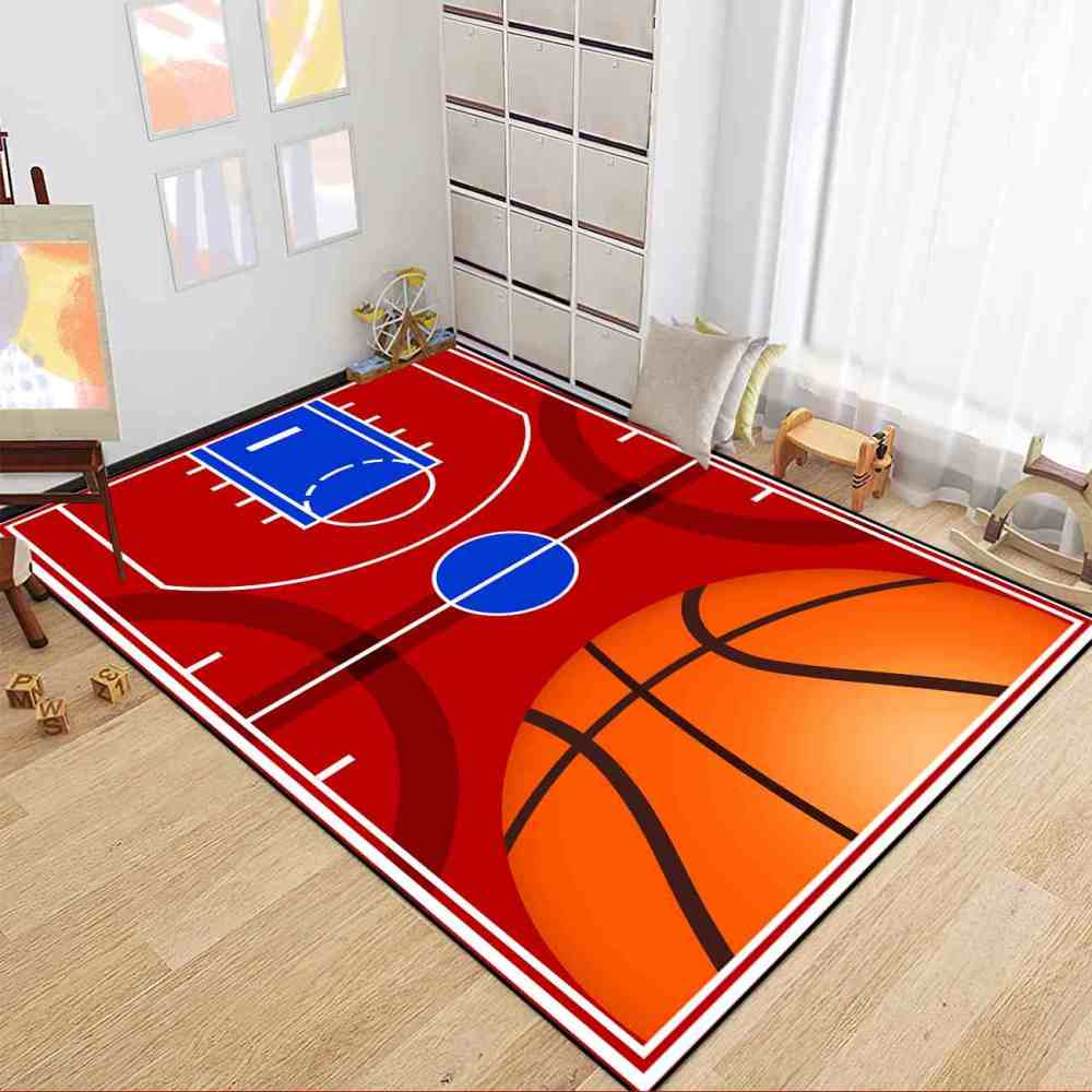 Red Basketball Court Arena Kids Play Mat Ultra Non-Slip | CozyLil