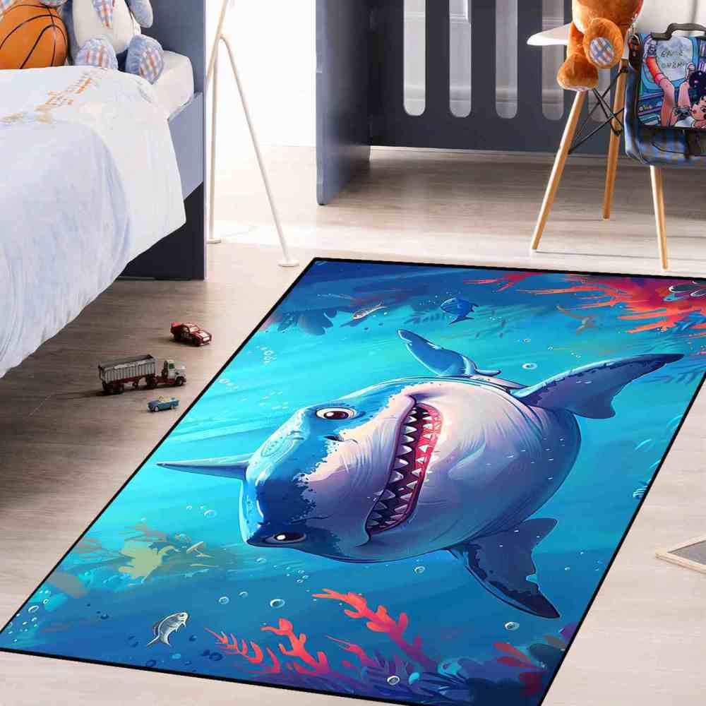 Smiling Great White Shark Undersea Adventure Rug | CozyLil