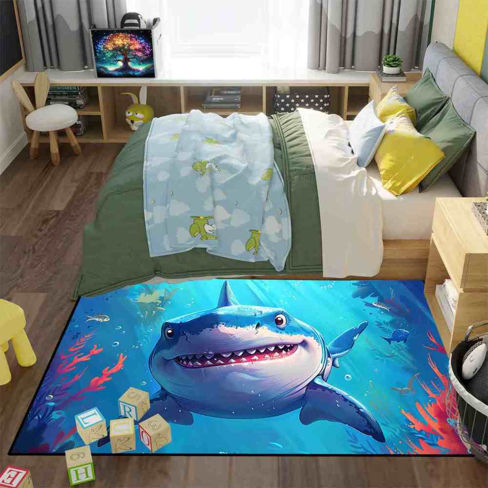 Smiling Great White Shark Undersea Adventure Rug | CozyLil