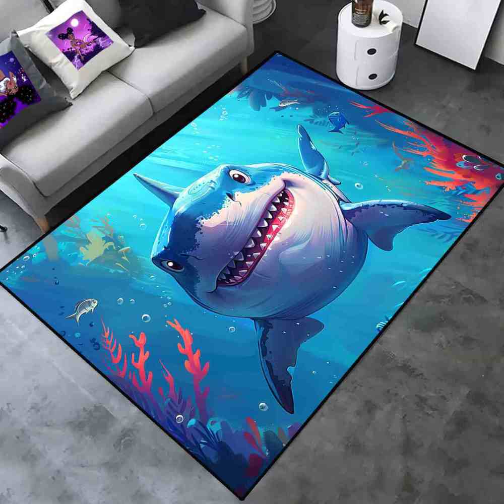 Smiling Great White Shark Undersea Adventure Rug | CozyLil