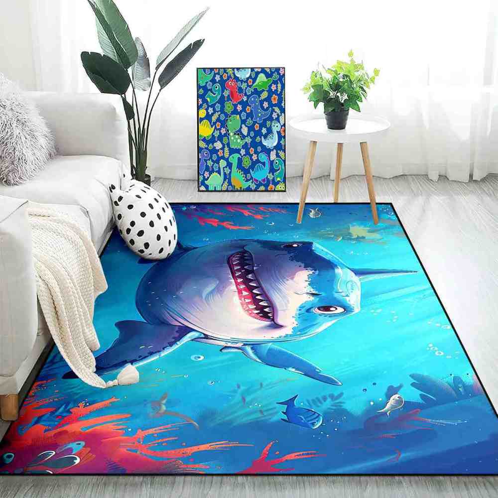 Smiling Great White Shark Undersea Adventure Rug | CozyLil