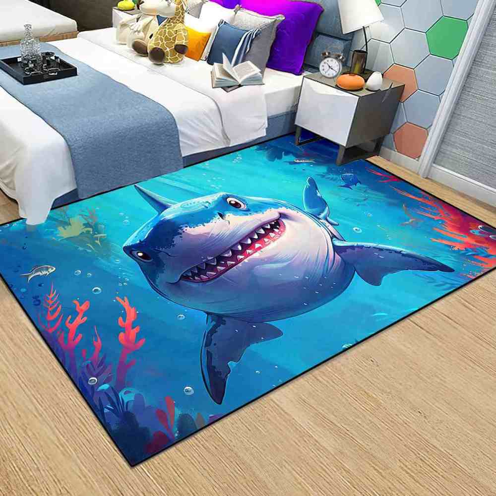 Smiling Great White Shark Undersea Adventure Rug | CozyLil