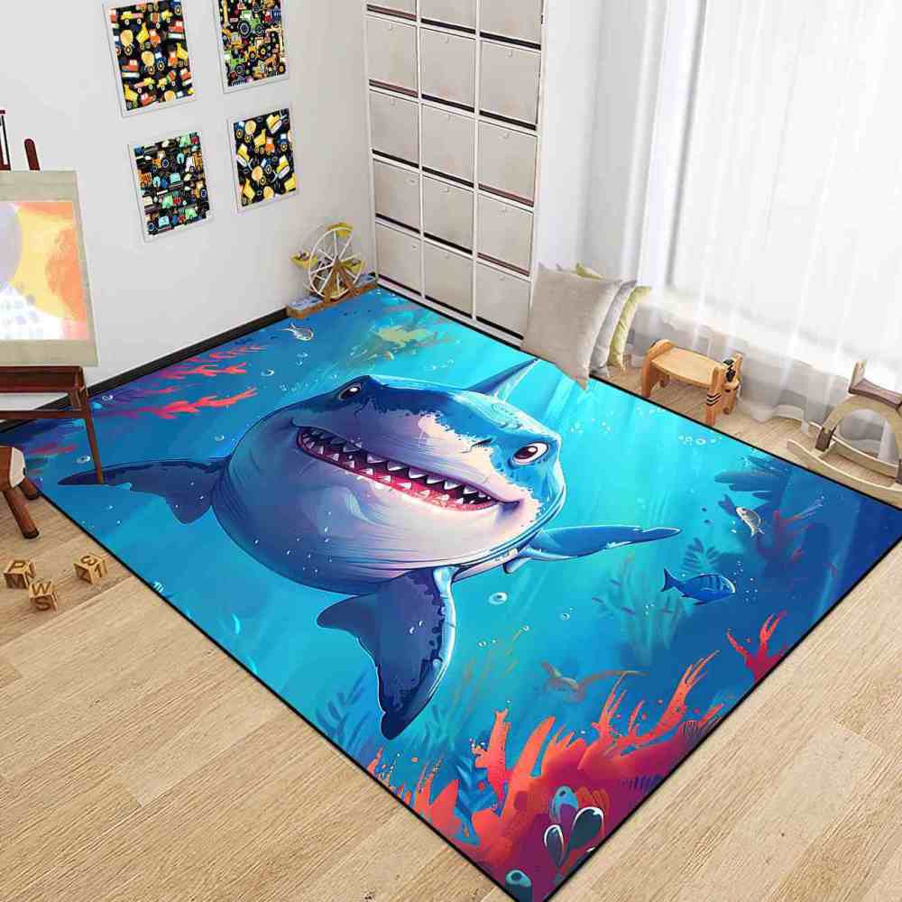 Smiling Great White Shark Undersea Adventure Rug | CozyLil