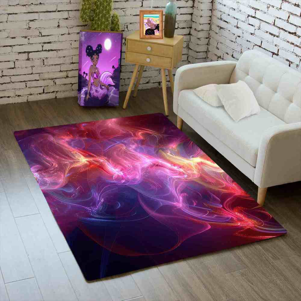 Vibrant Pink Energy Fractal Area Rug Teen Gamer Decor | CozyLil