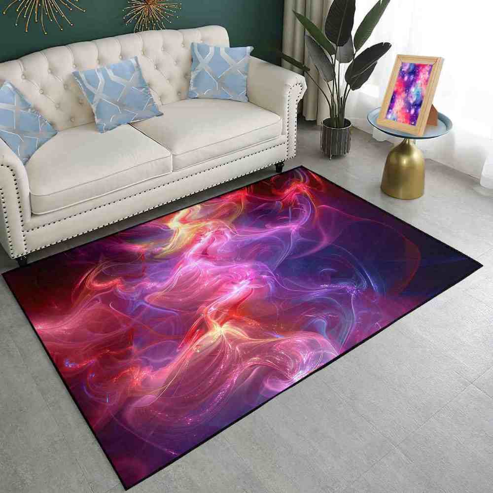 Vibrant Pink Energy Fractal Area Rug Teen Gamer Decor | CozyLil