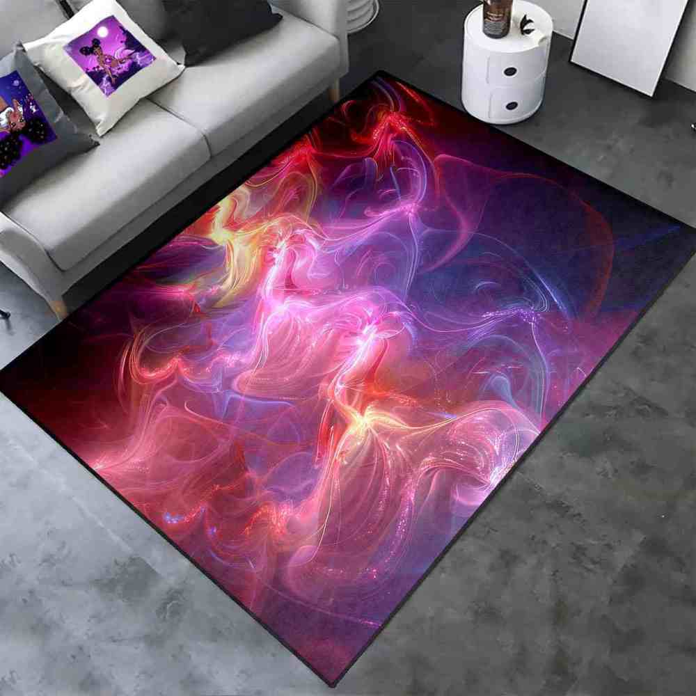 Vibrant Pink Energy Fractal Area Rug Teen Gamer Decor | CozyLil