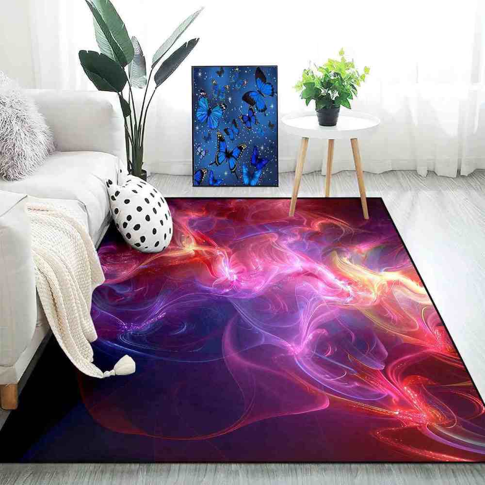 Vibrant Pink Energy Fractal Area Rug Teen Gamer Decor | CozyLil