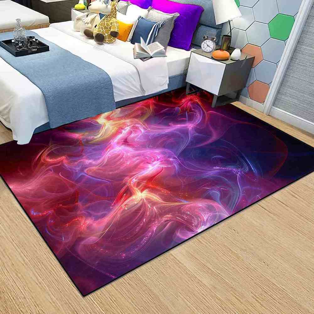 Vibrant Pink Energy Fractal Area Rug Teen Gamer Decor | CozyLil