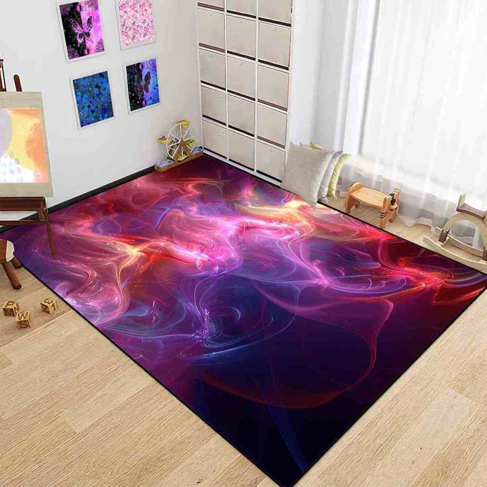 Vibrant Pink Energy Fractal Area Rug Teen Gamer Decor | CozyLil