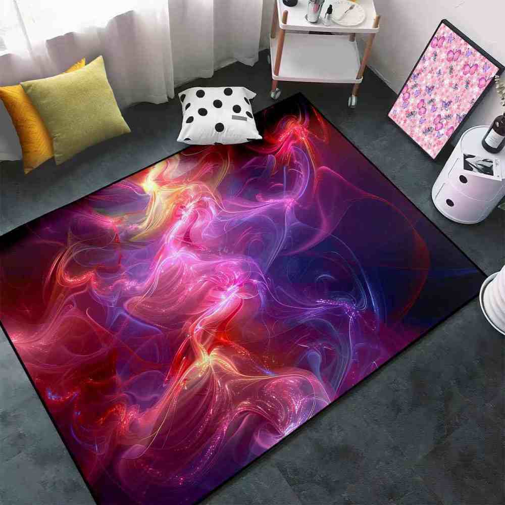 Vibrant Pink Energy Fractal Area Rug Teen Gamer Decor | CozyLil