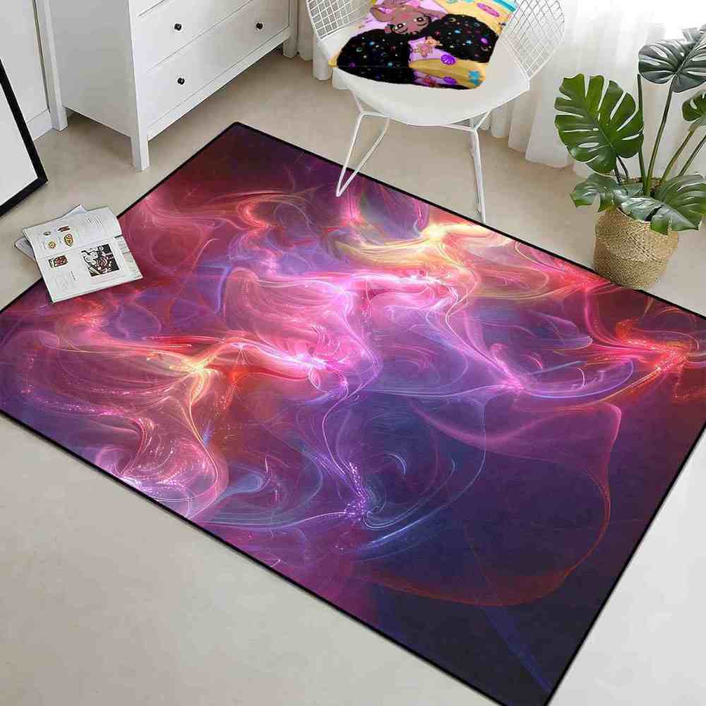 Vibrant Pink Energy Fractal Area Rug Teen Gamer Decor | CozyLil