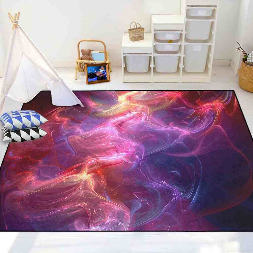 Vibrant Pink Energy Fractal Area Rug Teen Gamer Decor | CozyLil