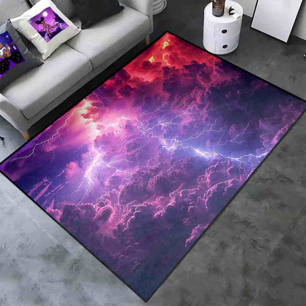 Epic Red Purple Thunderstorm Area Rug Gamer Room | CozyLil