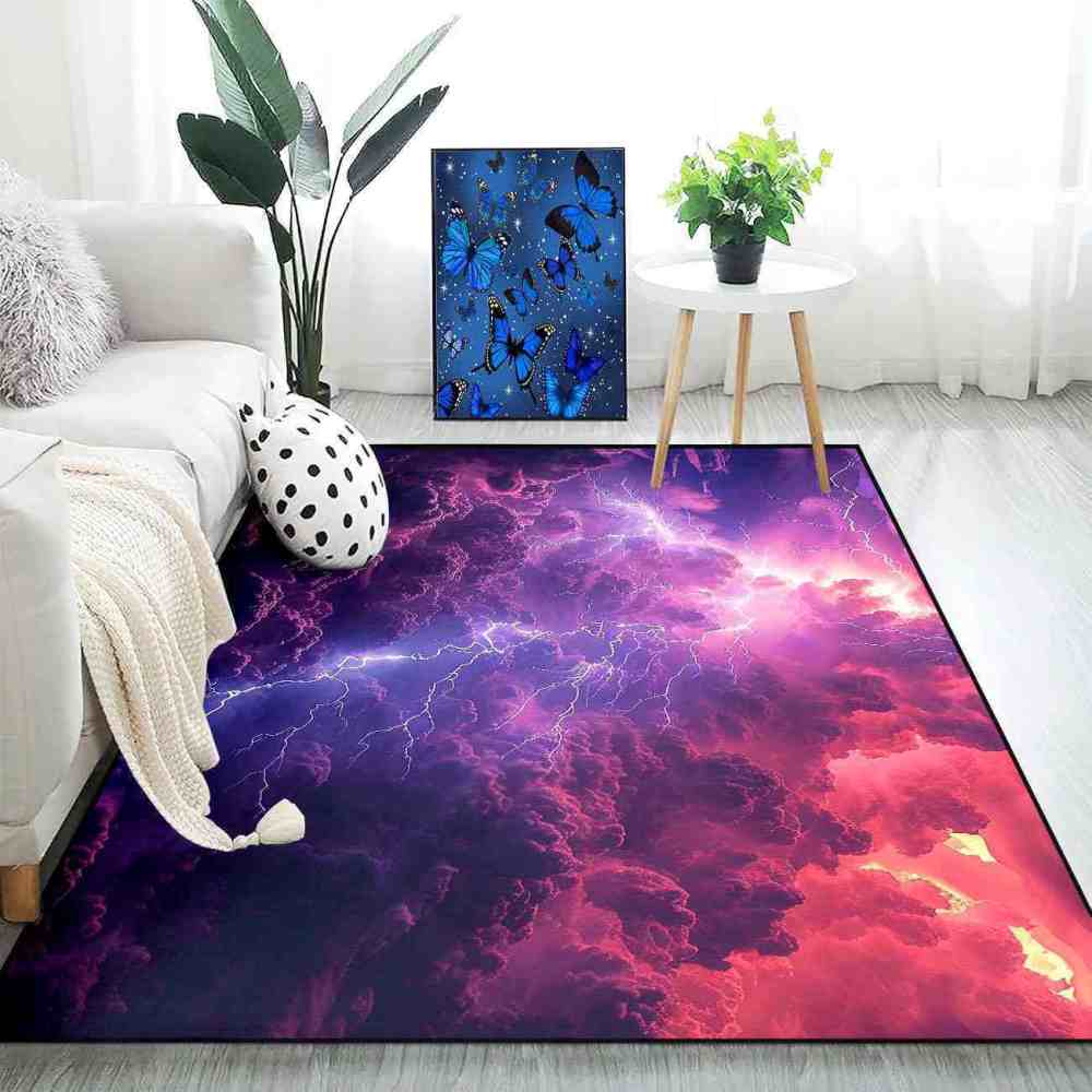 Epic Red Purple Thunderstorm Area Rug Gamer Room | CozyLil