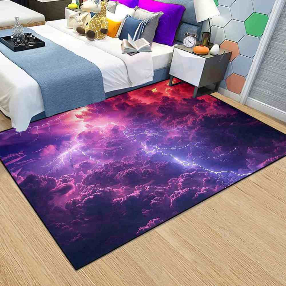 Epic Red Purple Thunderstorm Area Rug Gamer Room | CozyLil
