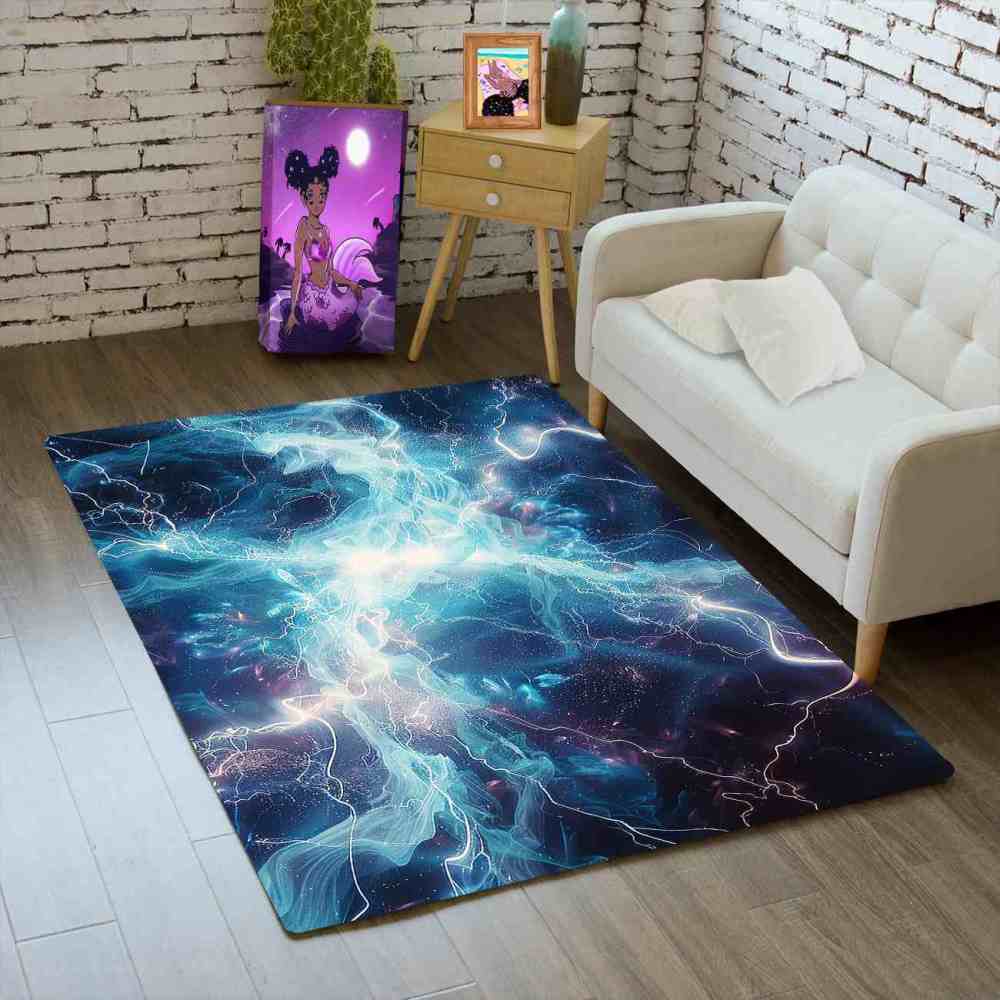Electric Plasma Burst Area Rug Gamer Room Floor Mat | CozyLil