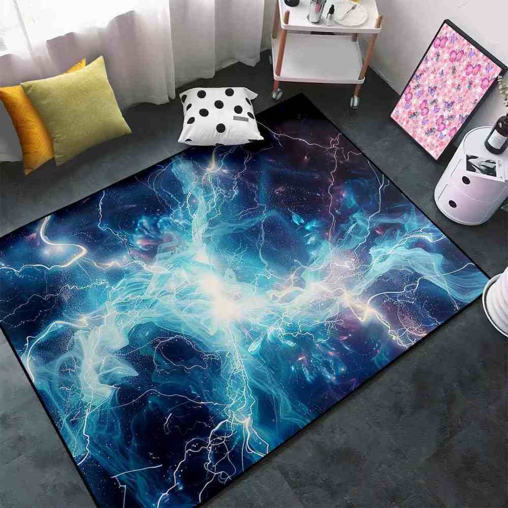 Electric Plasma Burst Area Rug Gamer Room Floor Mat | CozyLil