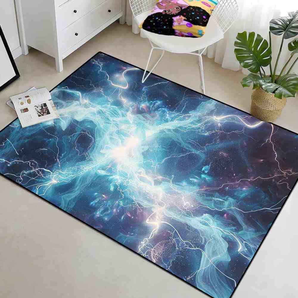Electric Plasma Burst Area Rug Gamer Room Floor Mat | CozyLil