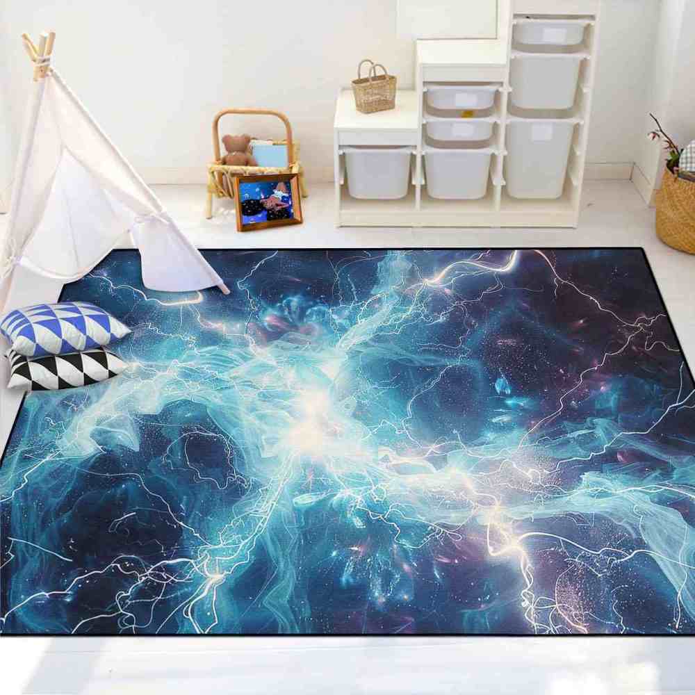 Electric Plasma Burst Area Rug Gamer Room Floor Mat | CozyLil