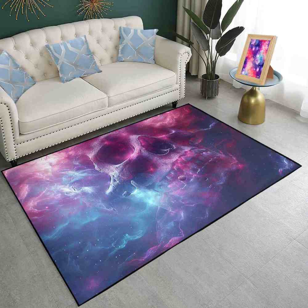 Cosmic Galaxy Skull Area Rug For Gamer Room | CozyLil