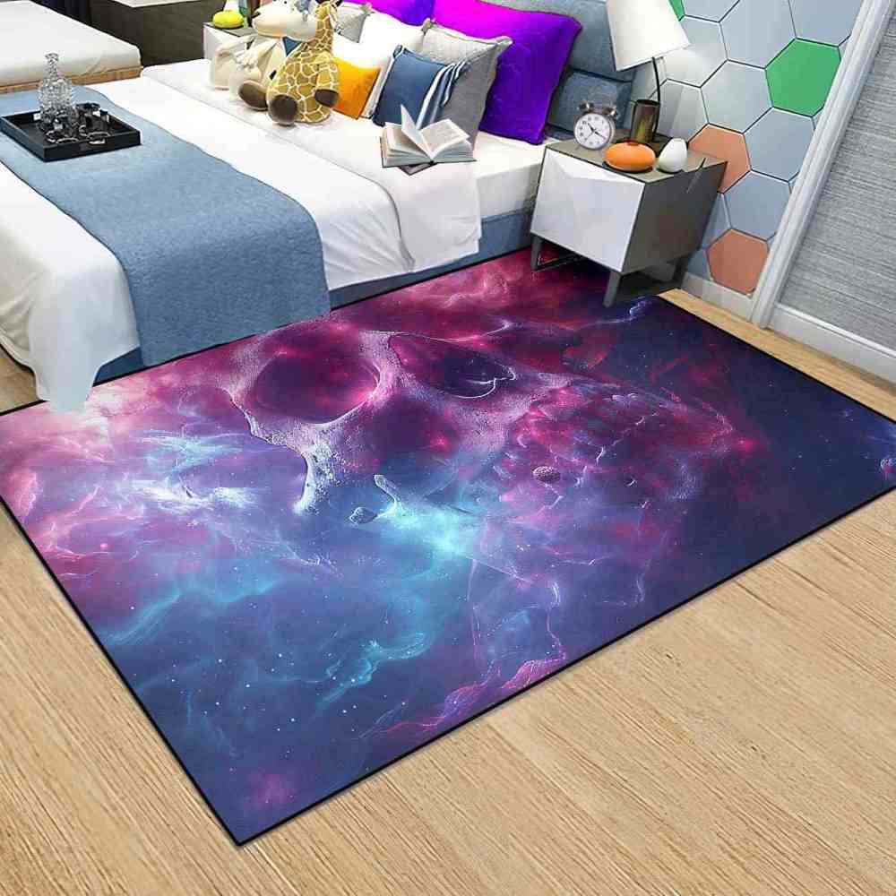 Cosmic Galaxy Skull Area Rug For Gamer Room | CozyLil
