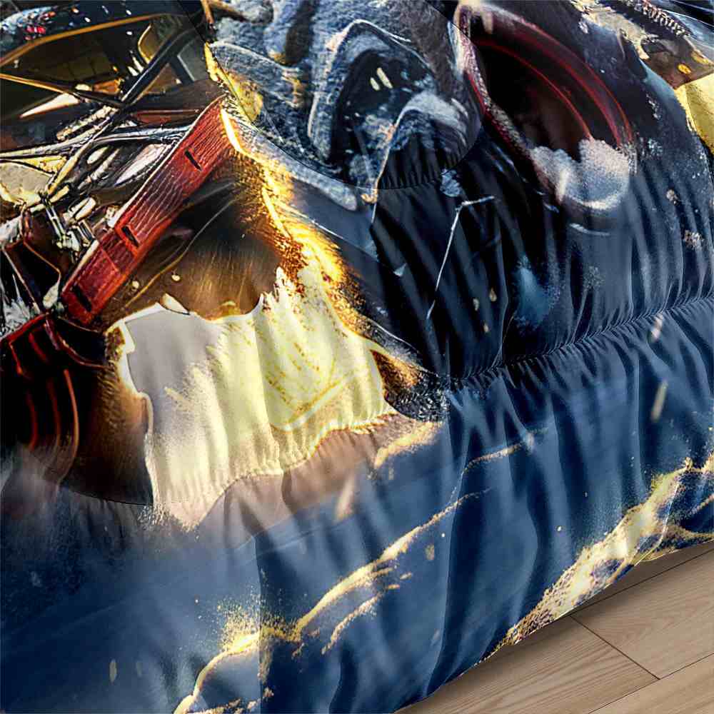 Festive Red Monster Truck Wreath Comforter Set Kids Winter Bedding | CozyLil