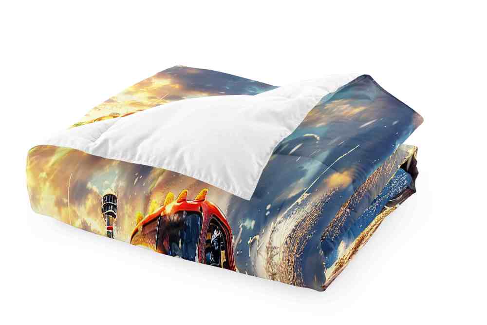 Festive Red Monster Truck Wreath Comforter Set Kids Winter Bedding | CozyLil