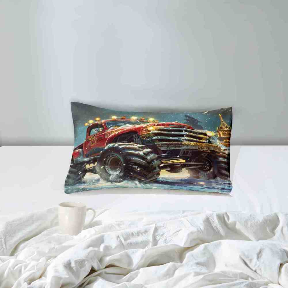 Glowing Lights Red Monster Truck Comforter Set Boys Room Decor | CozyLil