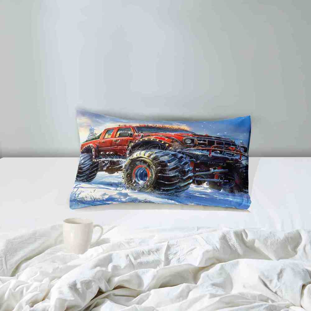 Dynamic Blue Sky Monster Truck Comforter Set Kids Racing Bedding | CozyLil