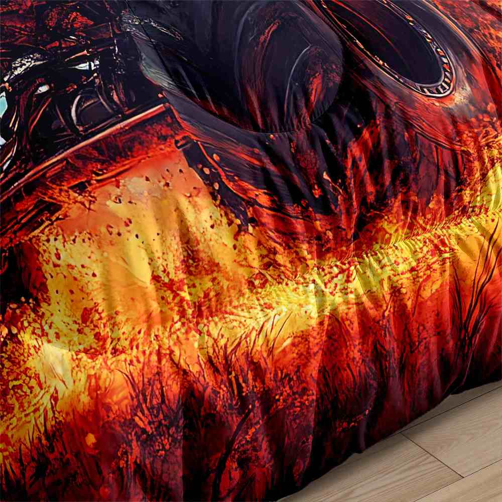 Fiery Jack-o'-Lantern Monster Truck Comforter Set Halloween Bedding | CozyLil