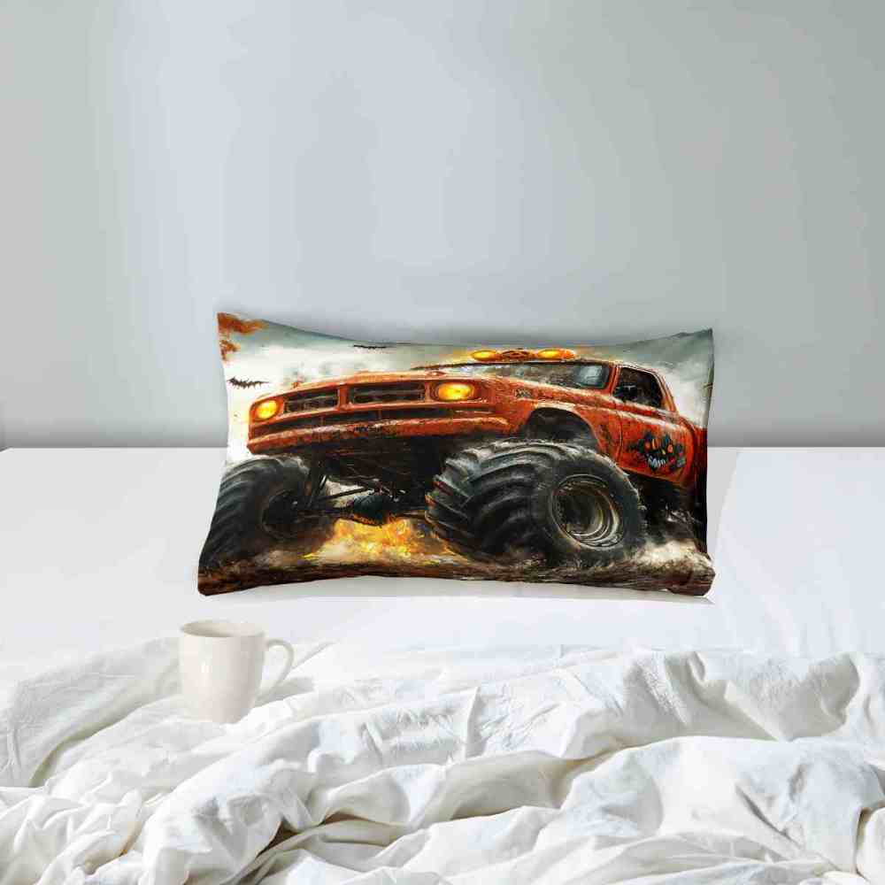 Spooky Roof Pumpkins Monster Truck Comforter Set Kids Bedding | CozyLil