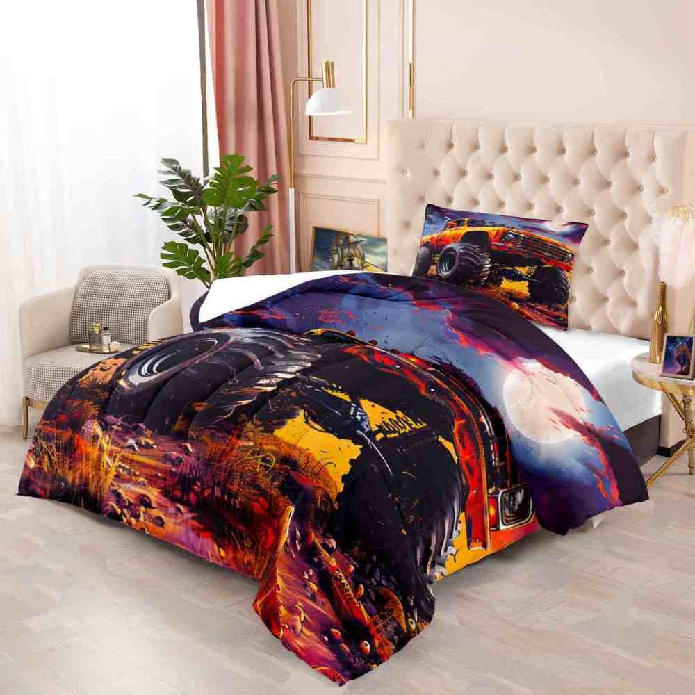 Full Moon Spooky Night Monster Truck Comforter Set Boys Bedding | CozyLil