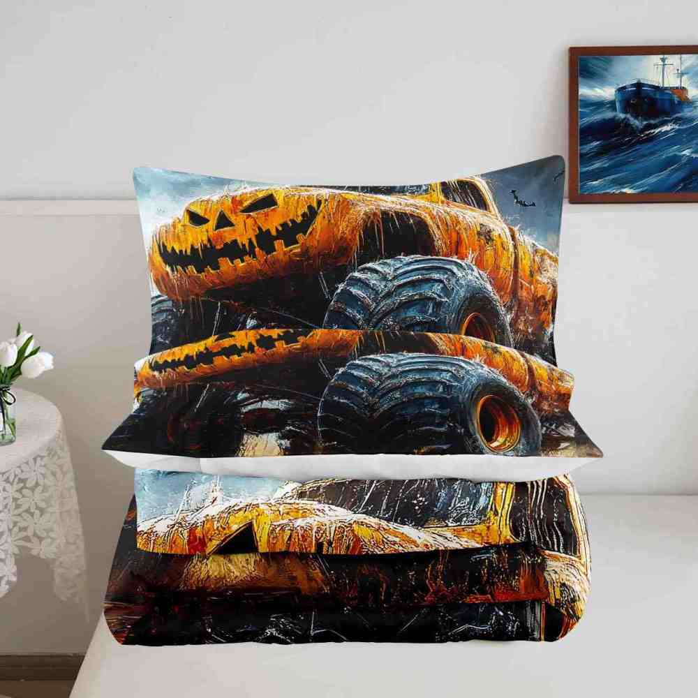 Full Moon Spooky Night Monster Truck Comforter Set Boys Bedding | CozyLil