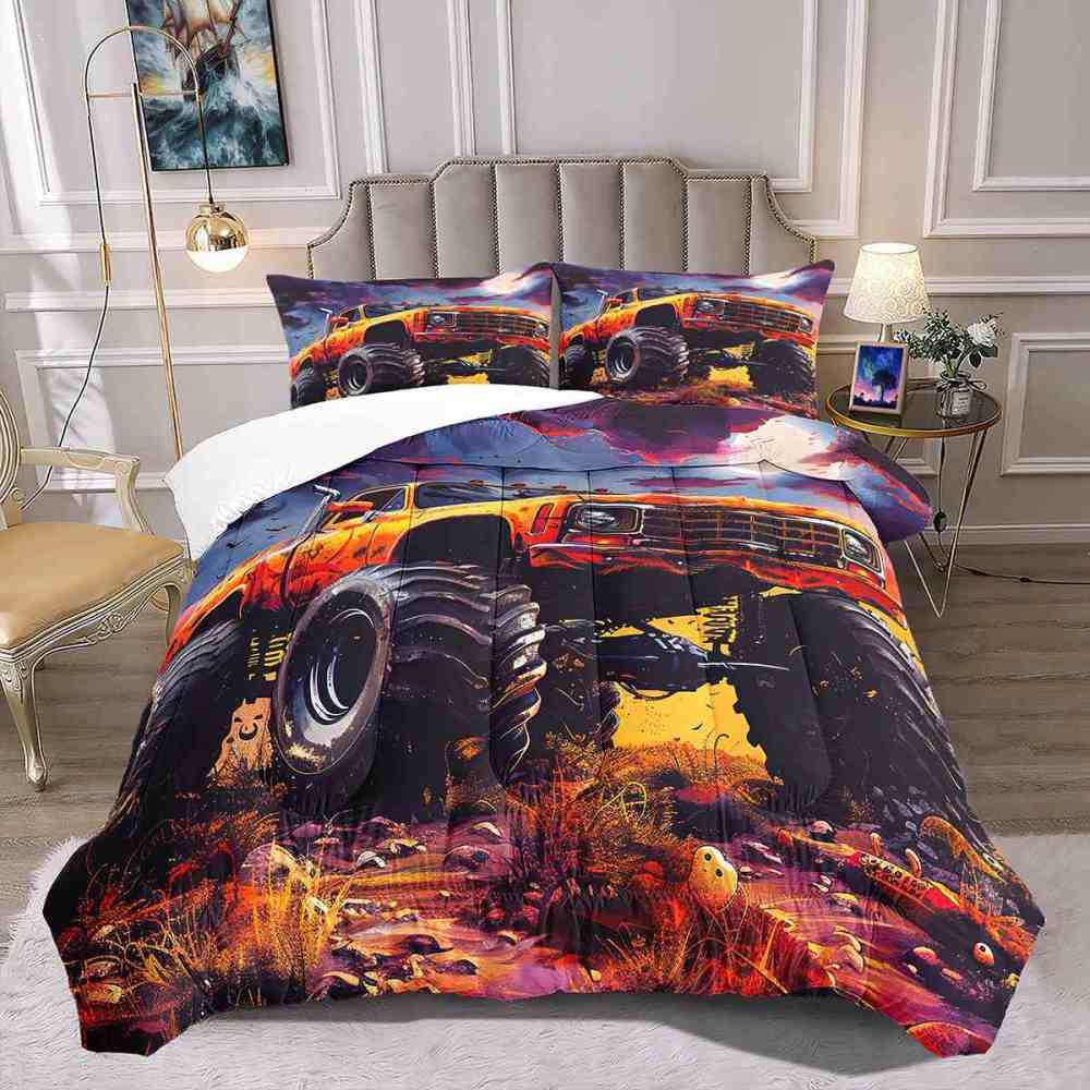 Full Moon Spooky Night Monster Truck Comforter Set Boys Bedding | CozyLil