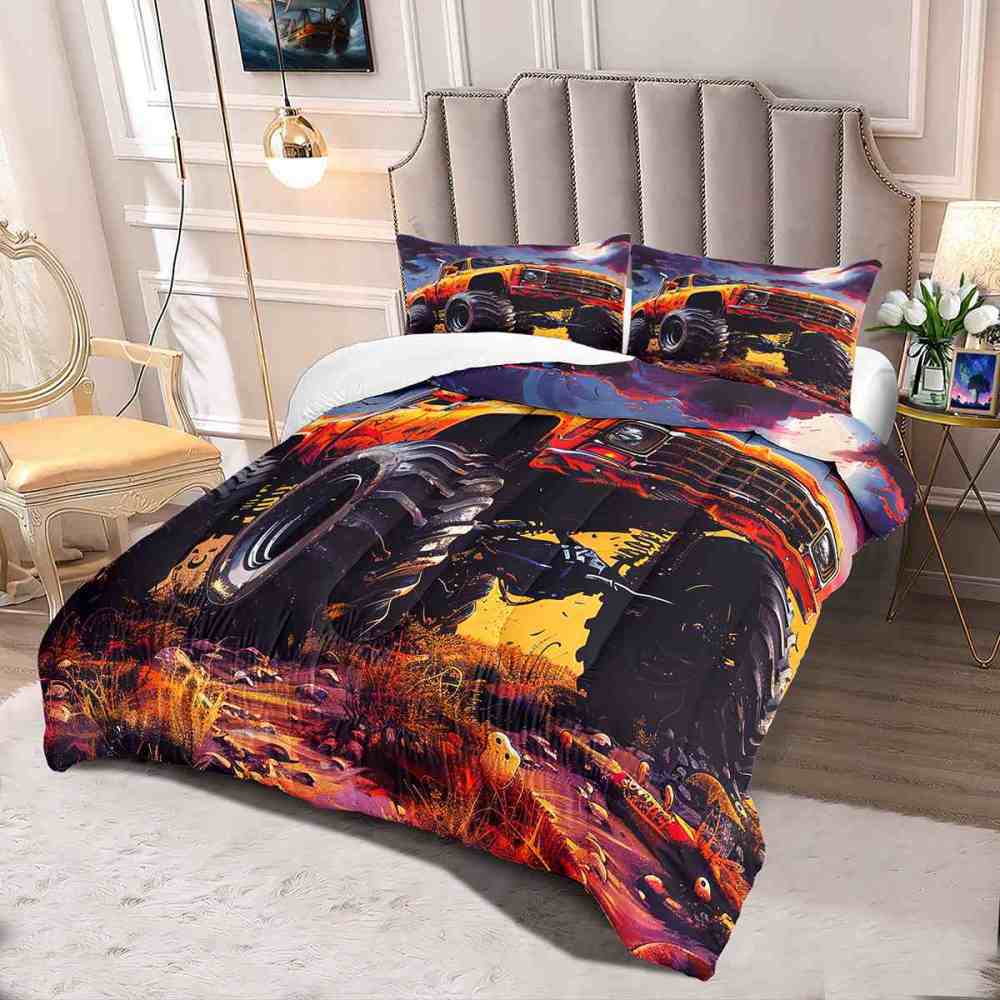 Full Moon Spooky Night Monster Truck Comforter Set Boys Bedding | CozyLil
