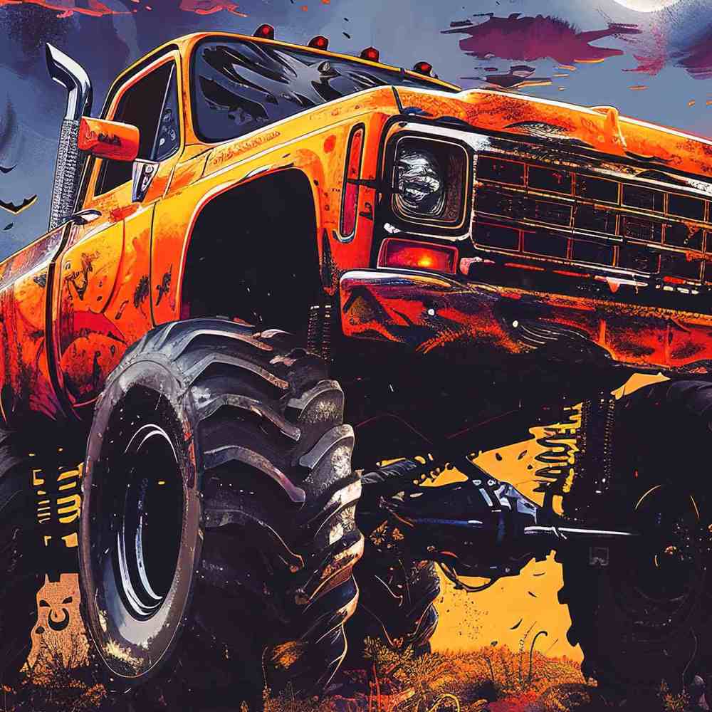 Full Moon Spooky Night Monster Truck Comforter Set Boys Bedding | CozyLil