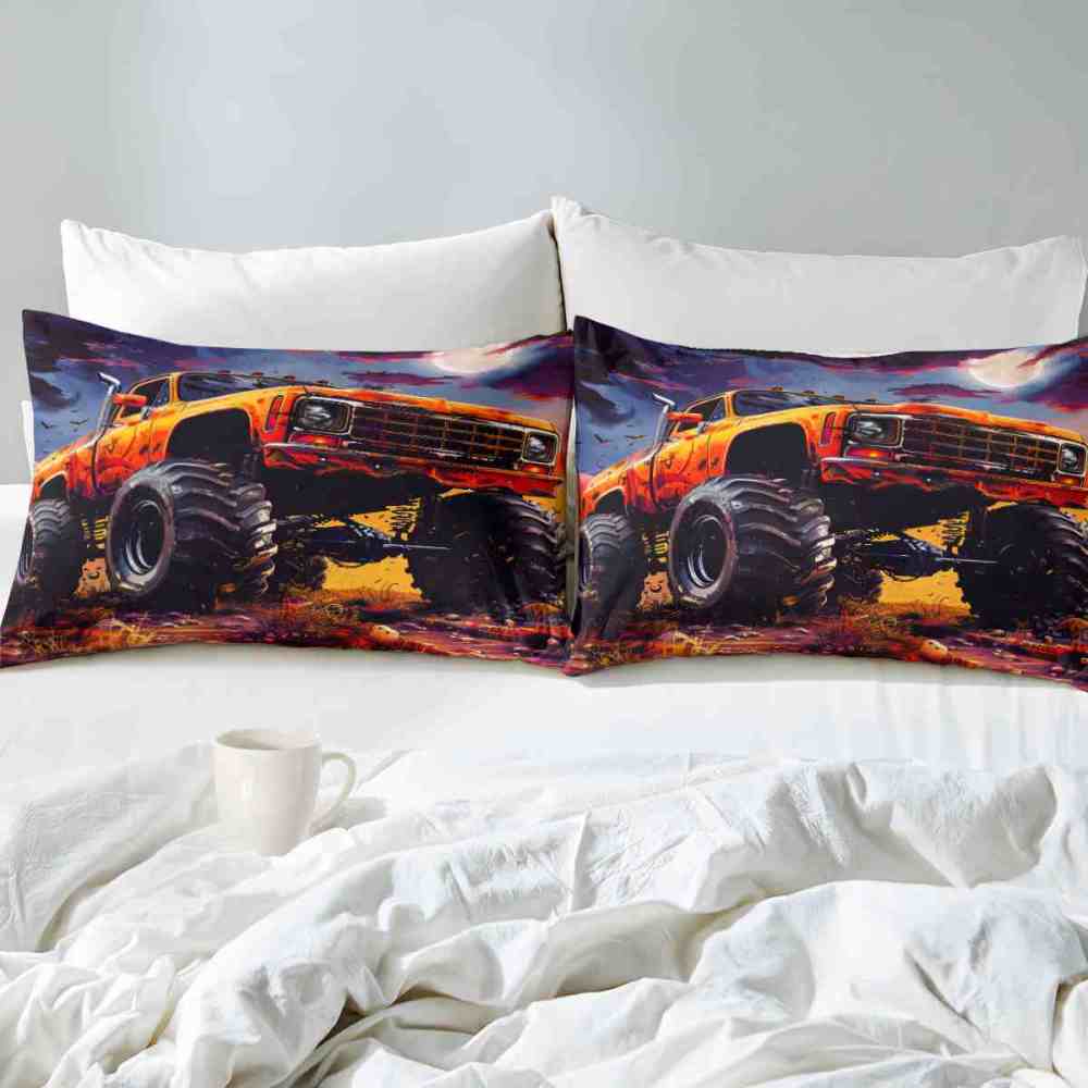 Full Moon Spooky Night Monster Truck Comforter Set Boys Bedding | CozyLil