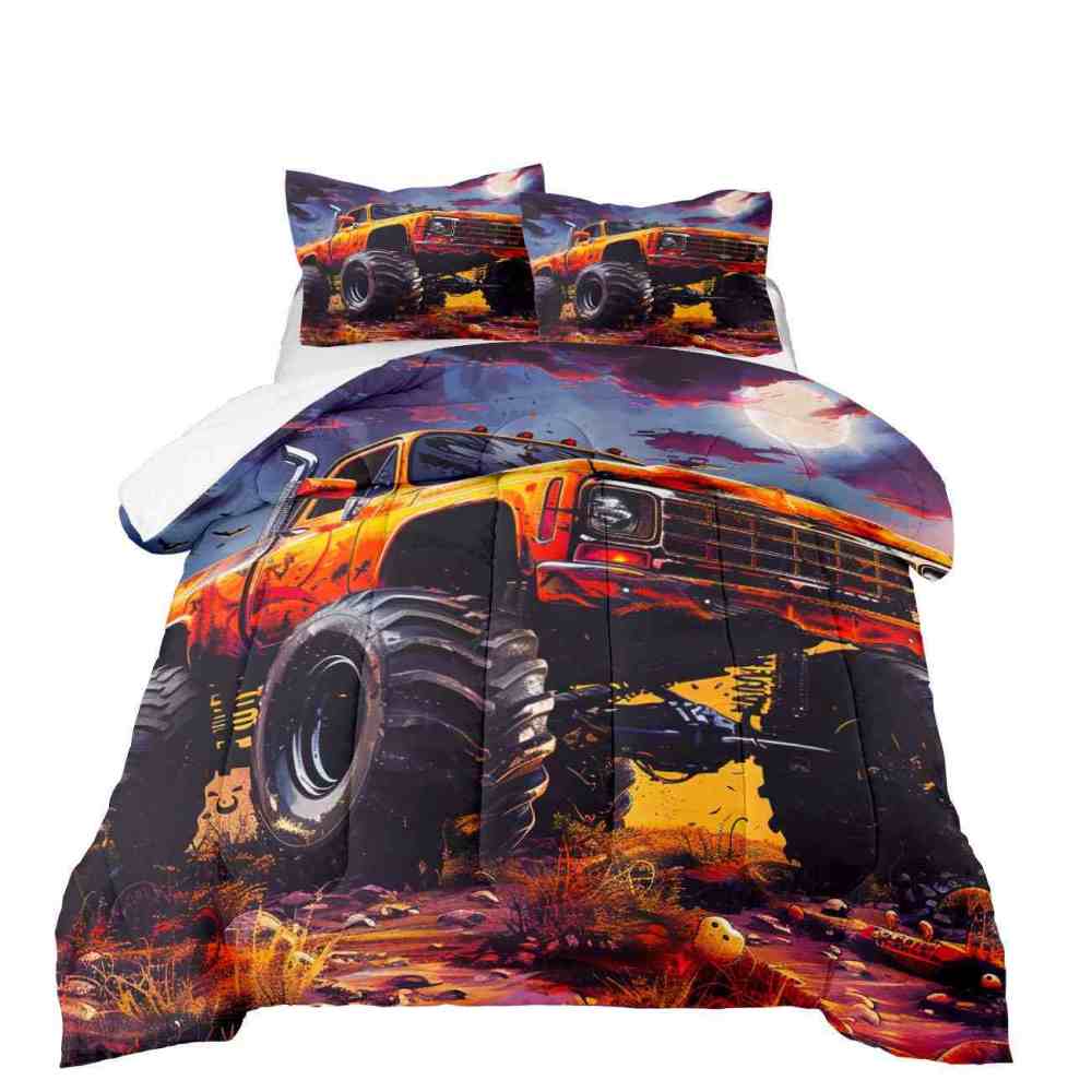 Full Moon Spooky Night Monster Truck Comforter Set Boys Bedding | CozyLil