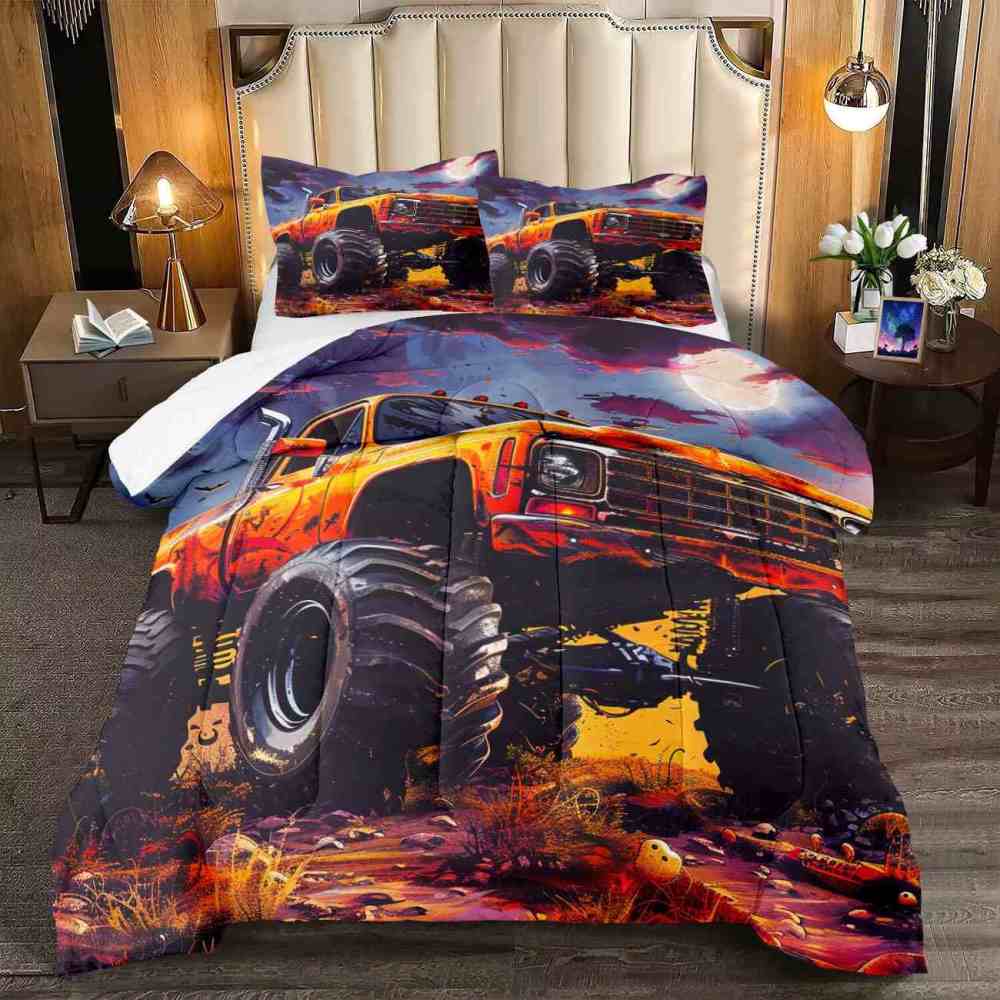 Full Moon Spooky Night Monster Truck Comforter Set Boys Bedding | CozyLil