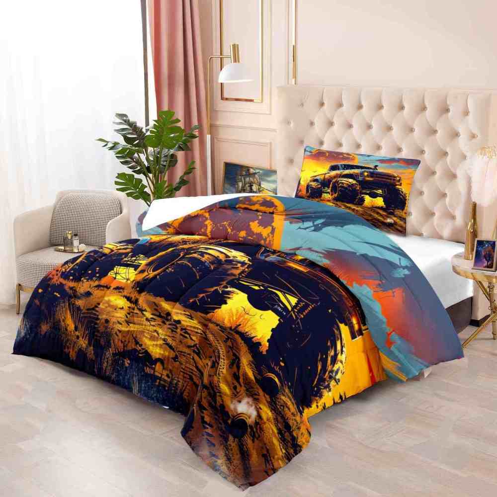 Sunset Desert Off-Road Monster Truck Comforter Set Boys Bedding | CozyLil