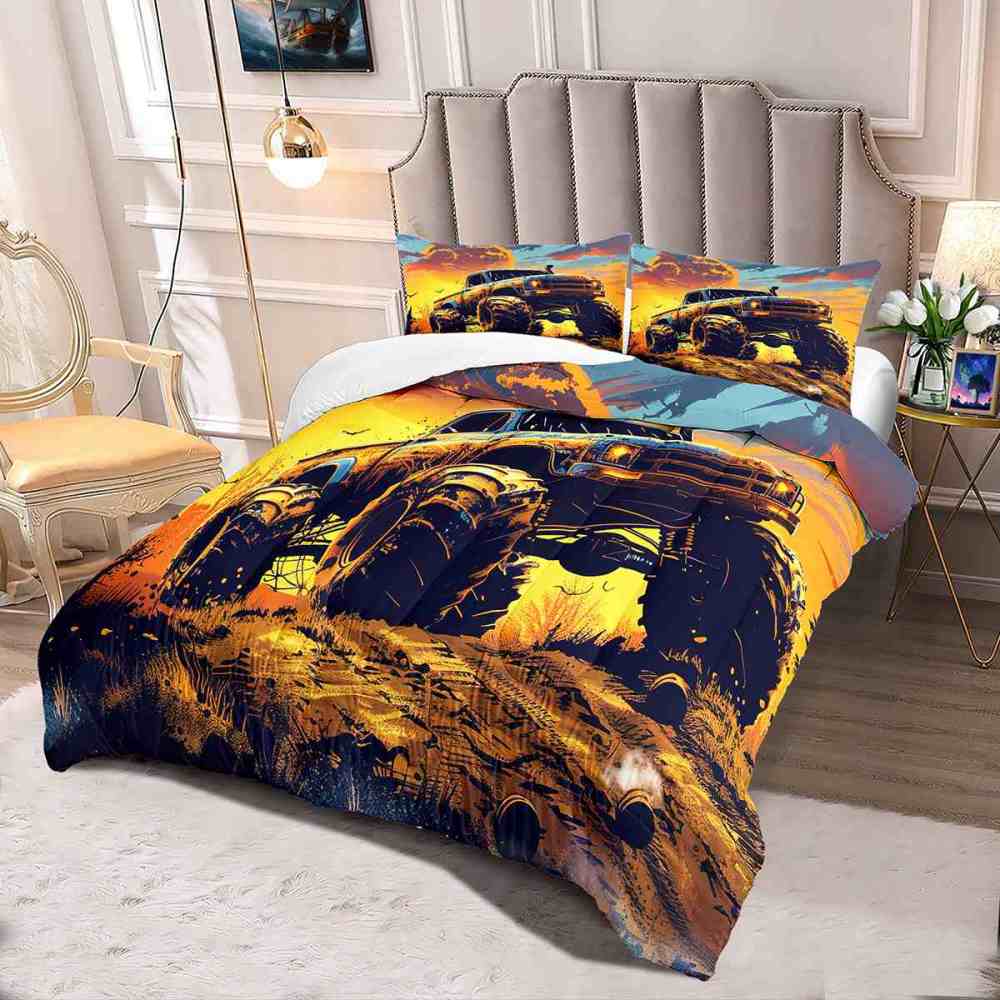 Sunset Desert Off-Road Monster Truck Comforter Set Boys Bedding | CozyLil